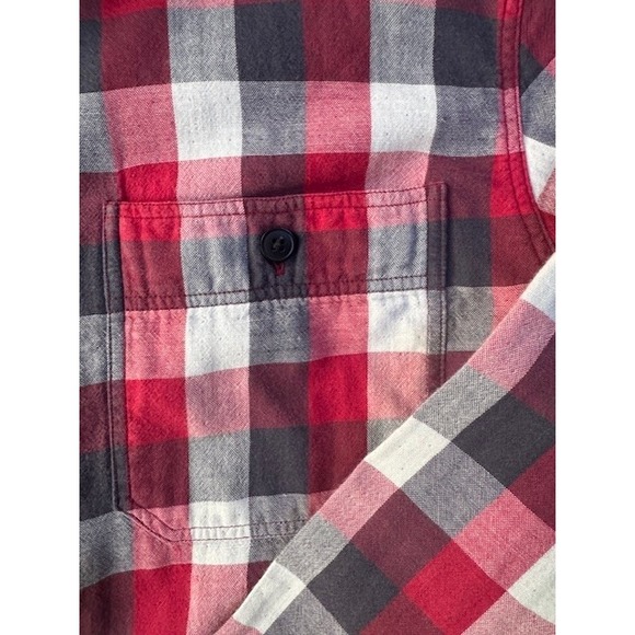 J Crew Shirt Mens MED Red Grey Plaid Flannel‎ Workshirt Button Up Cotton Casual - Picture 4 of 11